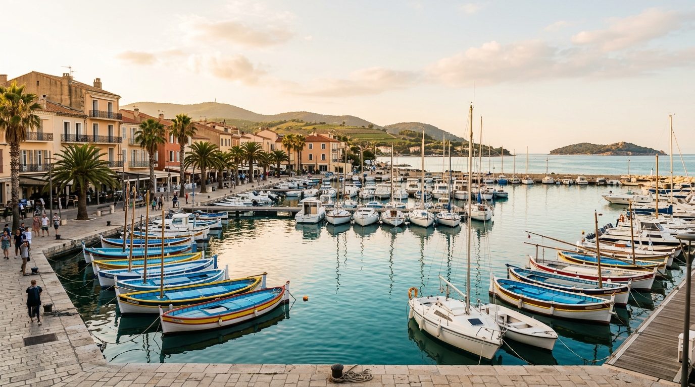 Port de Bandol au coucher de soleil, Conciergerie Bandol Var
