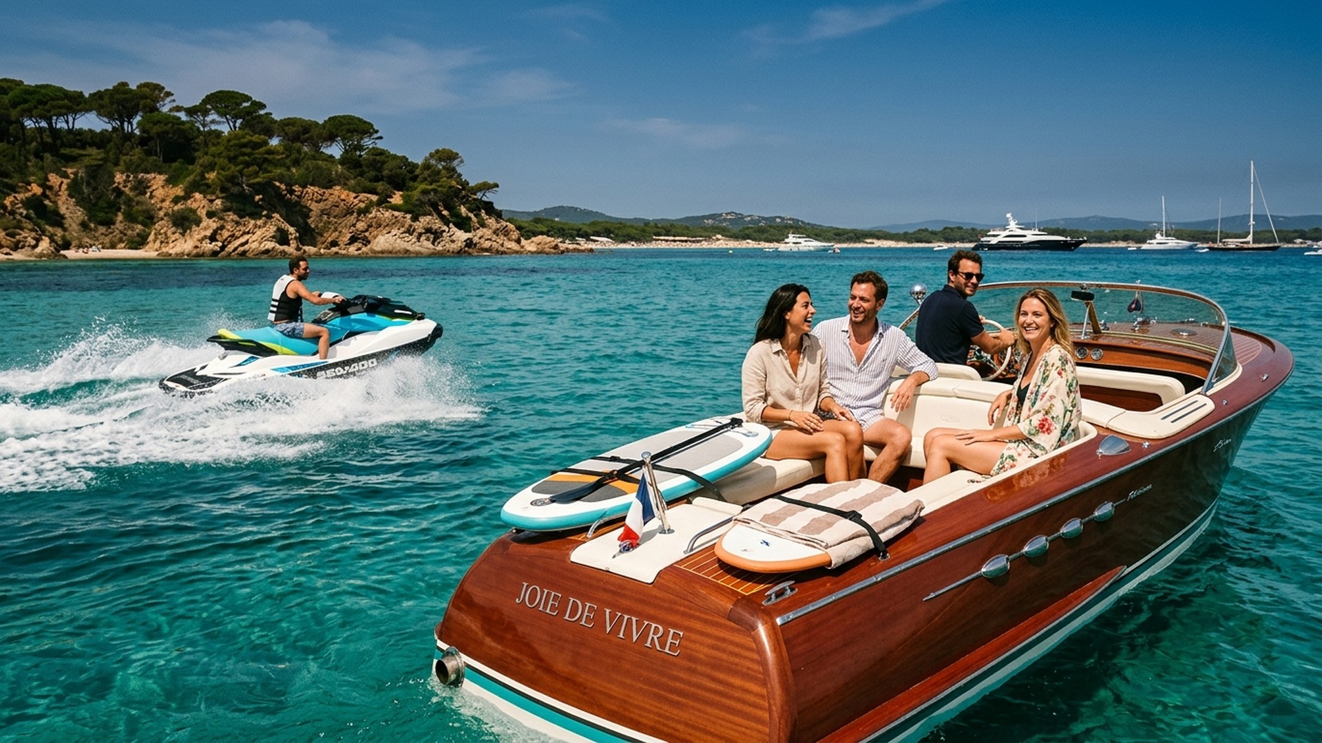 Bateau et jet-ski dans le golfe de Saint-Tropez